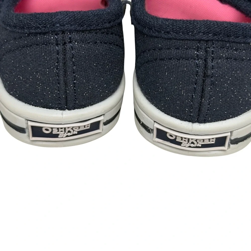 OshKosh Bgosh Girls Navy Blue Glitter Mary Jane Sneakers Shoes Size 2 Toddler